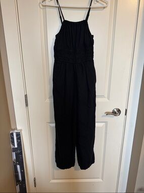 Old Navy Black Smocked Wide-Leg Jumpsuit with Spaghetti Straps